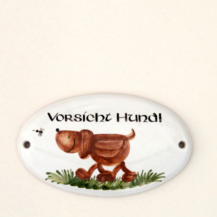 großes Türschild "Vorsicht Hund!"
